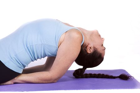 Woman in Yoga Position - Isolated Backgroundの写真素材