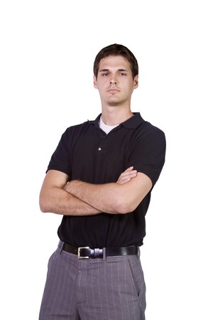 Casual Man with his Arms Crossed  Posing - Isolated Backgroundの写真素材