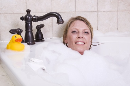 Close up on a Woman in the Tub Bathing