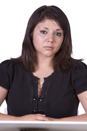 Isolated close up of a beautiful womanの写真素材
