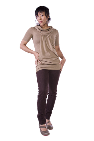 Beautiful Girl Standing Up on an Isolated Backgroundの写真素材