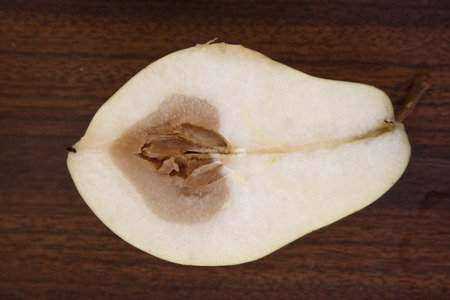 Close up shot of a Pear Disease - Core Breakdownの写真素材