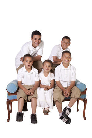 Isolated Image of Three Brothers and a Sisterの写真素材