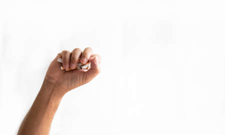 Concept World No Tobacco Day takes place around the world on 31 May every year. It aims to promote the abstention of all forms of tobacco consumption for 24 hours around the world. White backgroundの写真素材