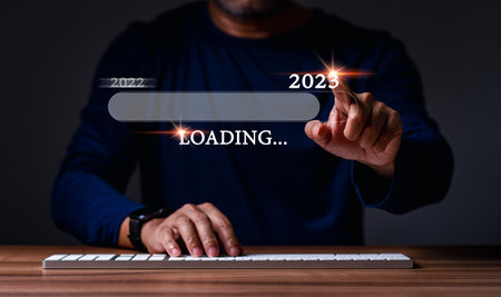 Man has idea plan manage money in 2023. Person businessman has goal to business 4.0 in new year 2023 and start up new project of business 4.0 finance economy growth investment, have profit in futureの写真素材