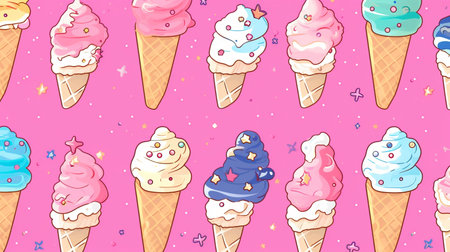 summer day concept. isolated illustration of soft scoop of vanilla ice cream, with its creamy white texture and refreshing appearance, is piece of art that brings a splash of colourful to any displayの素材