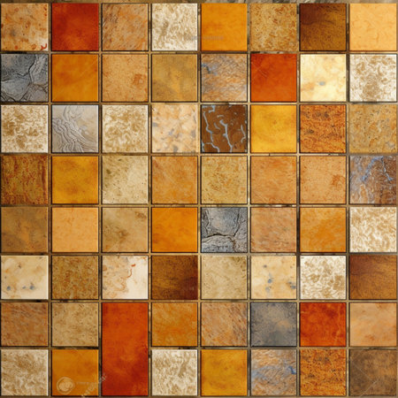 The tiled mosaic flooring features a stunning geometrical pattern, creating a visually captivating and modern look. The intricate illustration and graphic design highlight the beauty of the marble structure, making it a stylish and elegant choice for any space.の素材