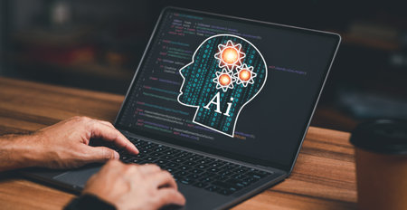 Ai Creates source code on global network concept. new technology in future can support all businesses to online in cyberspace.の写真素材
