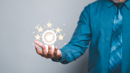 Amid quarantine, the businessman assures high-standard service quality, maintaining ISO certification through diligent work and continuous review, thereby guaranteeing customer satisfaction.の写真素材