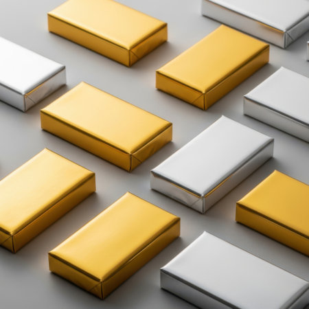 Collection of gold and silver gift boxesの素材