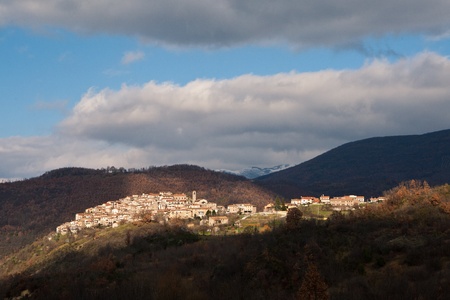 View of rural village of Capradosso in central Italy
