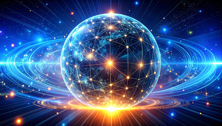 Globe of the Internet on a blue background. 3d renderingの素材