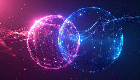 Abstract polygonal space low poly dark background with connecting dots and lines. Connection structure. 3d renderingの素材