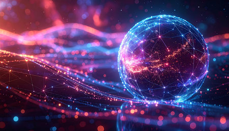 Global network connection. Abstract technology background. 3D Rendering.の素材