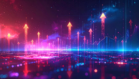 3d render, abstract technology background, glowing lines and bokehの素材