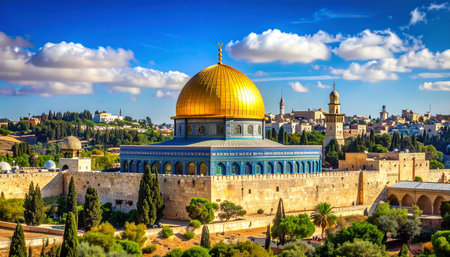 Panoramic view of Dome of the Rock in Jerusalem, Israelの素材