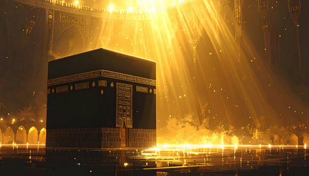 3d illustration of a ramadan mubarak background with mosqueの素材