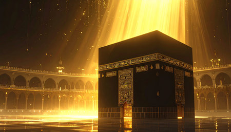 3d rendering of a mosque in the light of the lanternsの素材