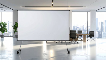 Modern conference room interior with blank poster on the wall. 3D Renderingの素材