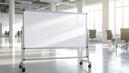 Blank whiteboard in modern conference room. 3D Renderingの素材
