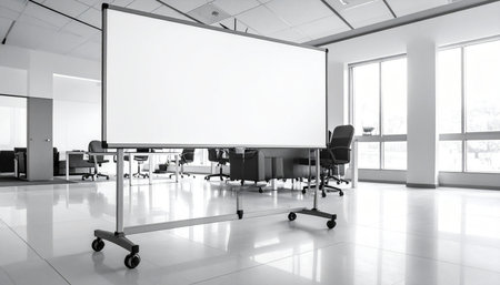 Whiteboard in modern conference room interior. 3d rendering mock upの素材