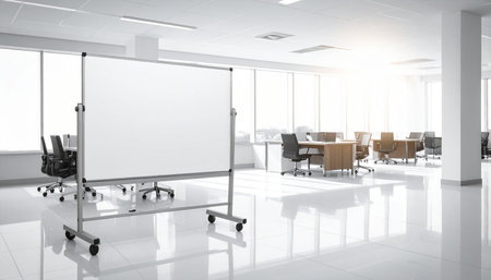 Office interior with blank whiteboard on the wall. 3d renderingの素材