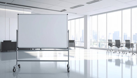 Blank whiteboard in modern conference room. 3D Renderingの素材
