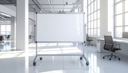 Modern conference room interior with empty whiteboard. Mock up, 3D Renderingの素材
