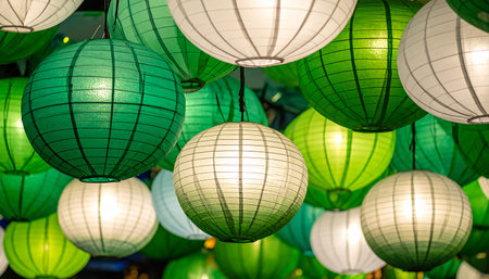 Colorful paper lanterns at the market in Hoi An, Vietnamの素材