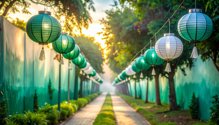 Colorful paper lanterns in the park, Bangkok, Thailand.の素材