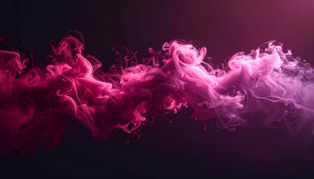 Colorful pink and red smoke on black background. Abstract background.の素材