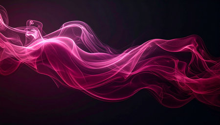 Purple abstract smoke on black background. Design element for brochure or flyer.の素材