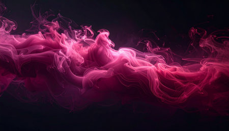 Abstract pink smoke on black background. Fantasy fractal texture. Digital art. 3D rendering.の素材