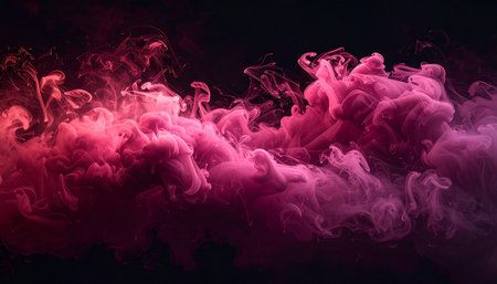 Dense multicolored smoke of vape on a black isolated background. Background from the smoke of vapeの素材