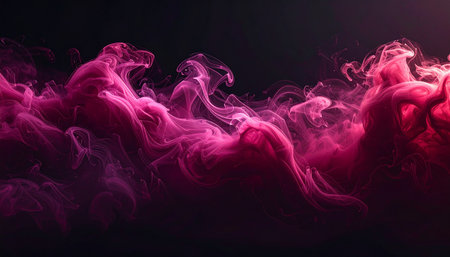 Pink and red smoke on black background. Fantasy fractal texture. Digital art. 3D rendering.の素材