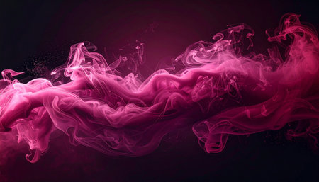 Abstract pink smoke on black background. Design element. 3D illustrationの素材