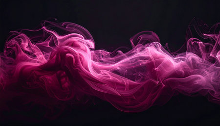 Pink smoke abstract on black background. Fantasy fractal texture. Digital art. 3D rendering.の素材