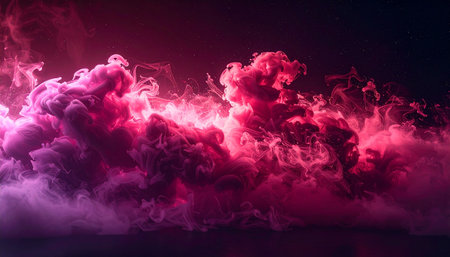 Pink and red cloud of smoke on dark background. Abstract background.の素材