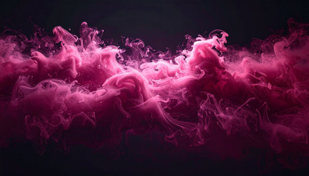 Pink smoke on a black background. Abstract background. Design element.の素材