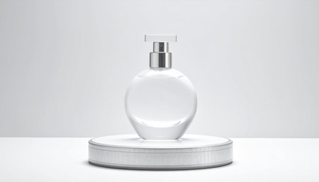 Perfume bottle mockup on white background. 3D renderingの素材
