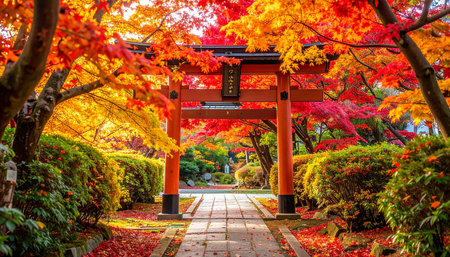 Red torii gate at Kiyomizu-dera temple in Kyoto, Japanの素材