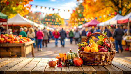 Autumn market with pumpkins, apples and other seasonal vegetables.の素材