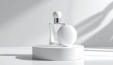 Perfume bottle mockup on white background. 3D renderingの素材