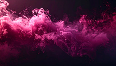 Colorful pink and red smoke on black background. Abstract background.の素材