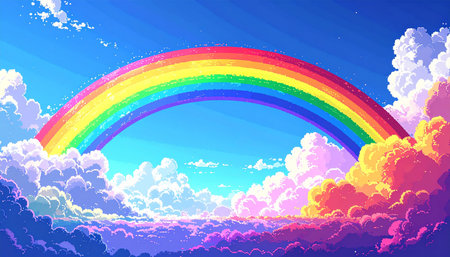 Rainbow in the sky. Nature background. Vector Illustration.の素材
