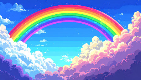 Rainbow in the sky. Colorful vector illustration for your designの素材
