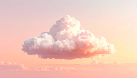 Beautiful fluffy clouds in the sky at sunset. 3d illustrationの素材