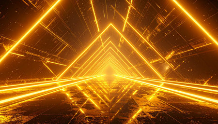 abstract background with a glowing triangle in front of a dark backgroundの素材