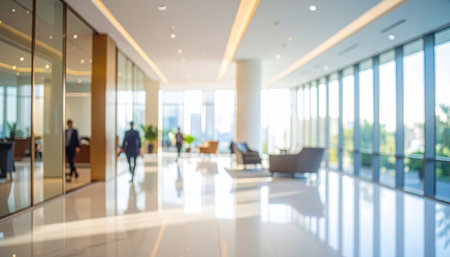 Abstract blur and defocused hotel lobby interior for background.Business travel conceptの素材