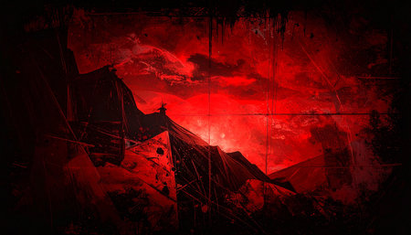 Bloody Halloween theme: haunted house with blood on the roof.の素材